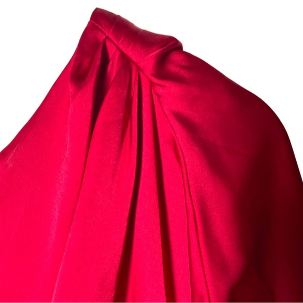 Cache Cherry Red One‎ Shoulder Ruched Dress - Picture 3 of 8